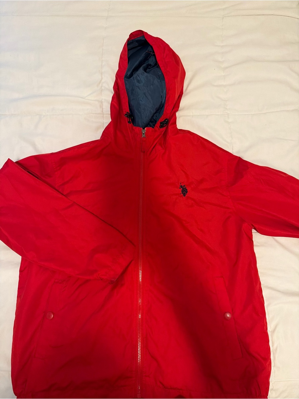 U.S. Polo Assn. Red Hooded Raincoat Jacket
